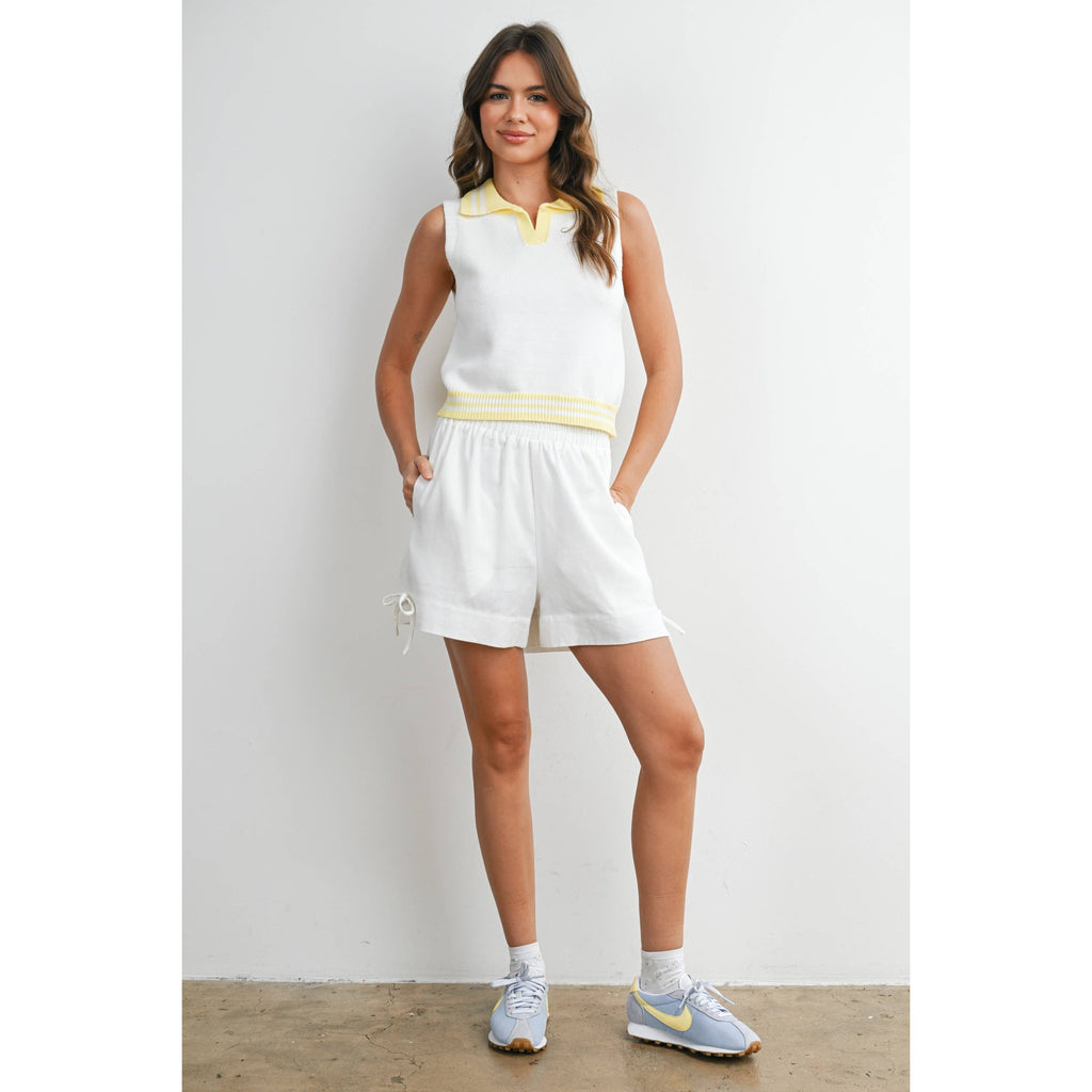 Elastic Waist Tie Hem Short