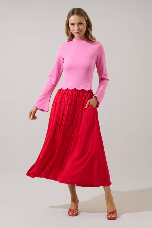 Zenie Color Block Midi Dress