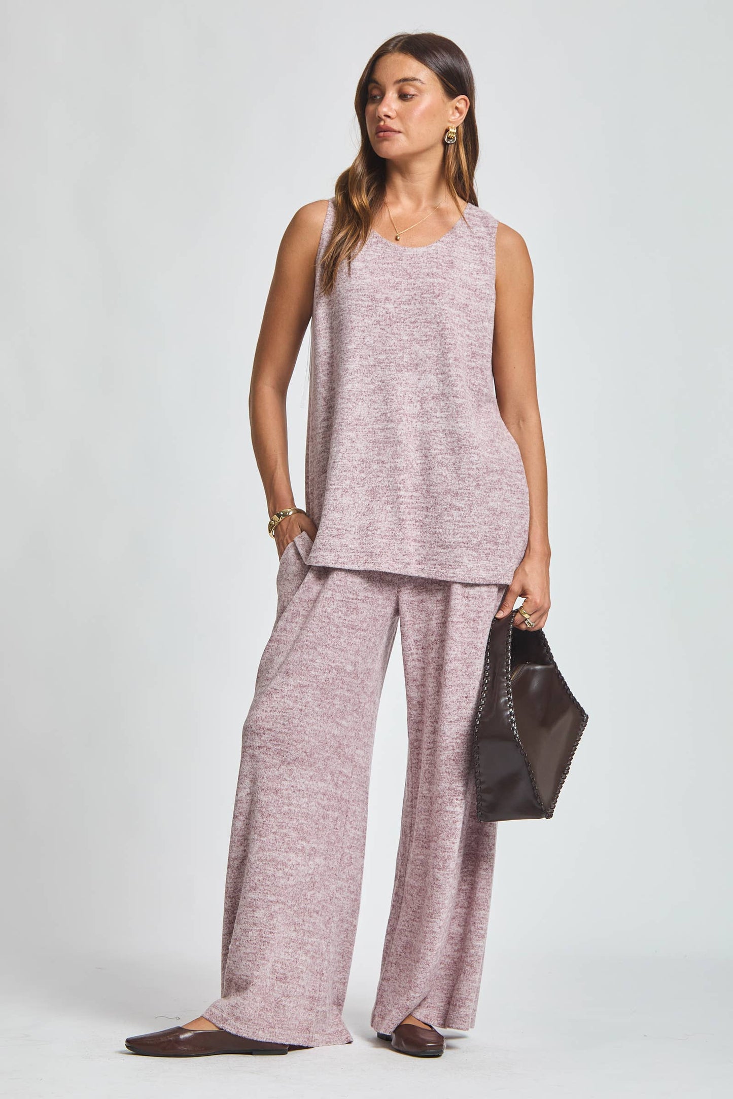 3 Piece Set Soft Tank + Cardigan + Relaxed wide leg Pants