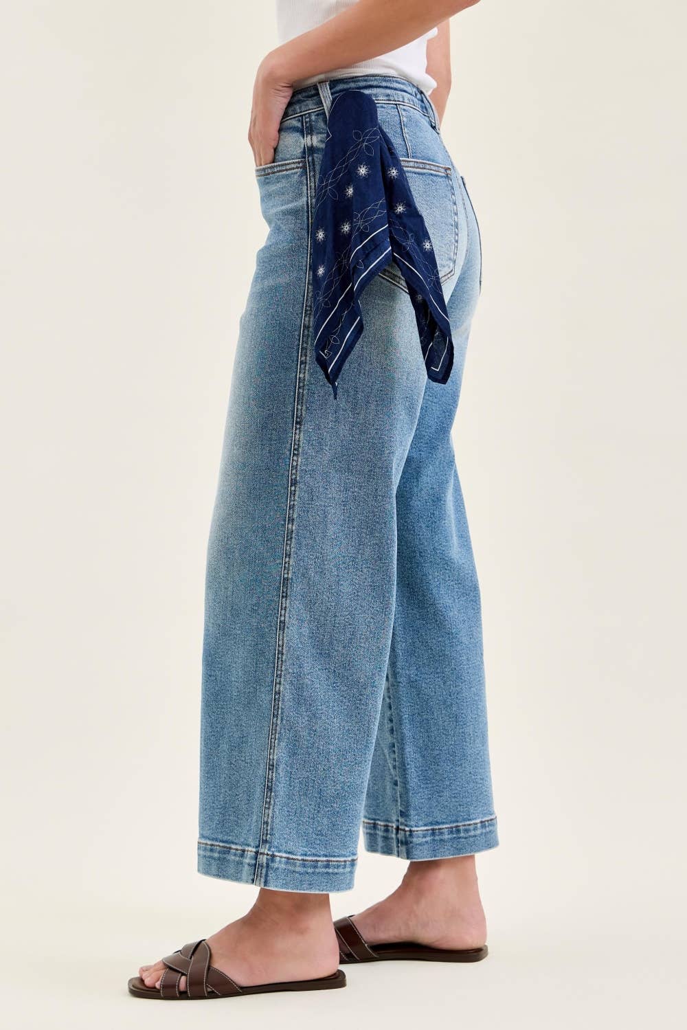Ankle Wide Leg,            Back Darts + Bandana Loop