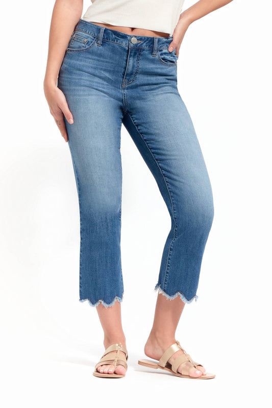 Cropped Straight Leg Jean w/ Scalloped Hem