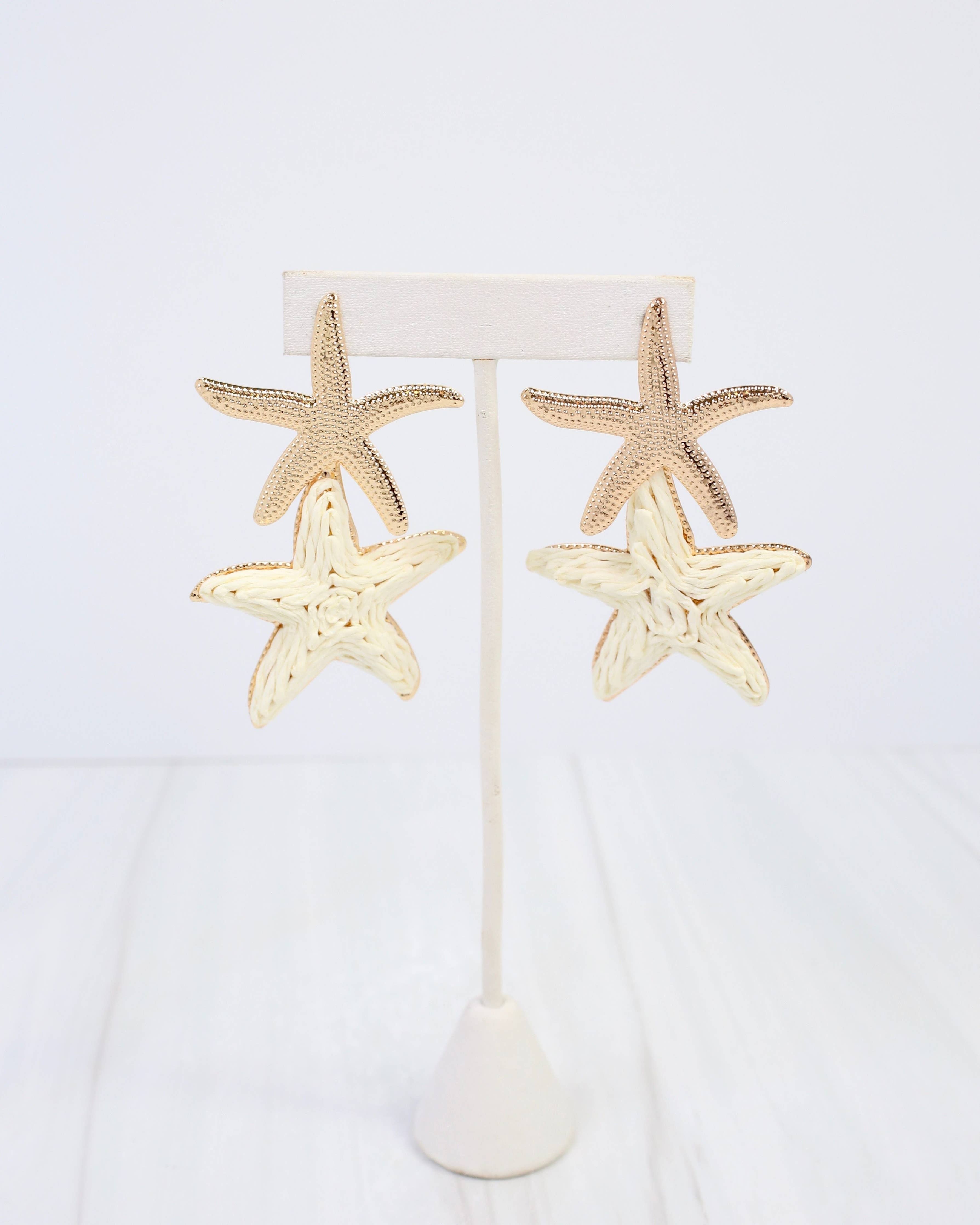 Delphine Raffia Starfish Earring Gold