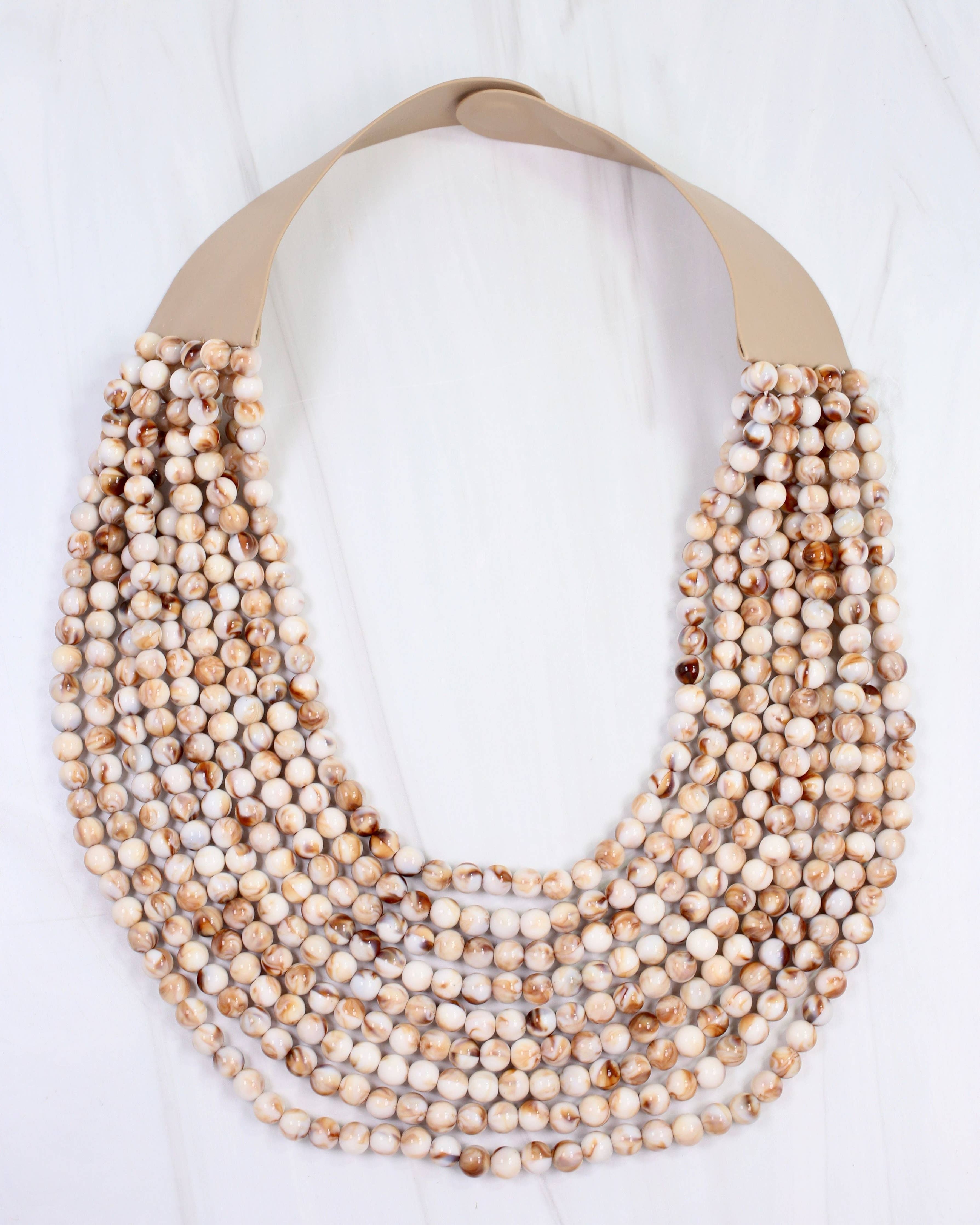 Kalin Beaded Layered Magnetic Necklace Natural