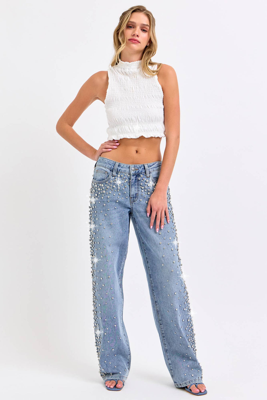 HIGH RISE EMBELLISHED WIDE LEG