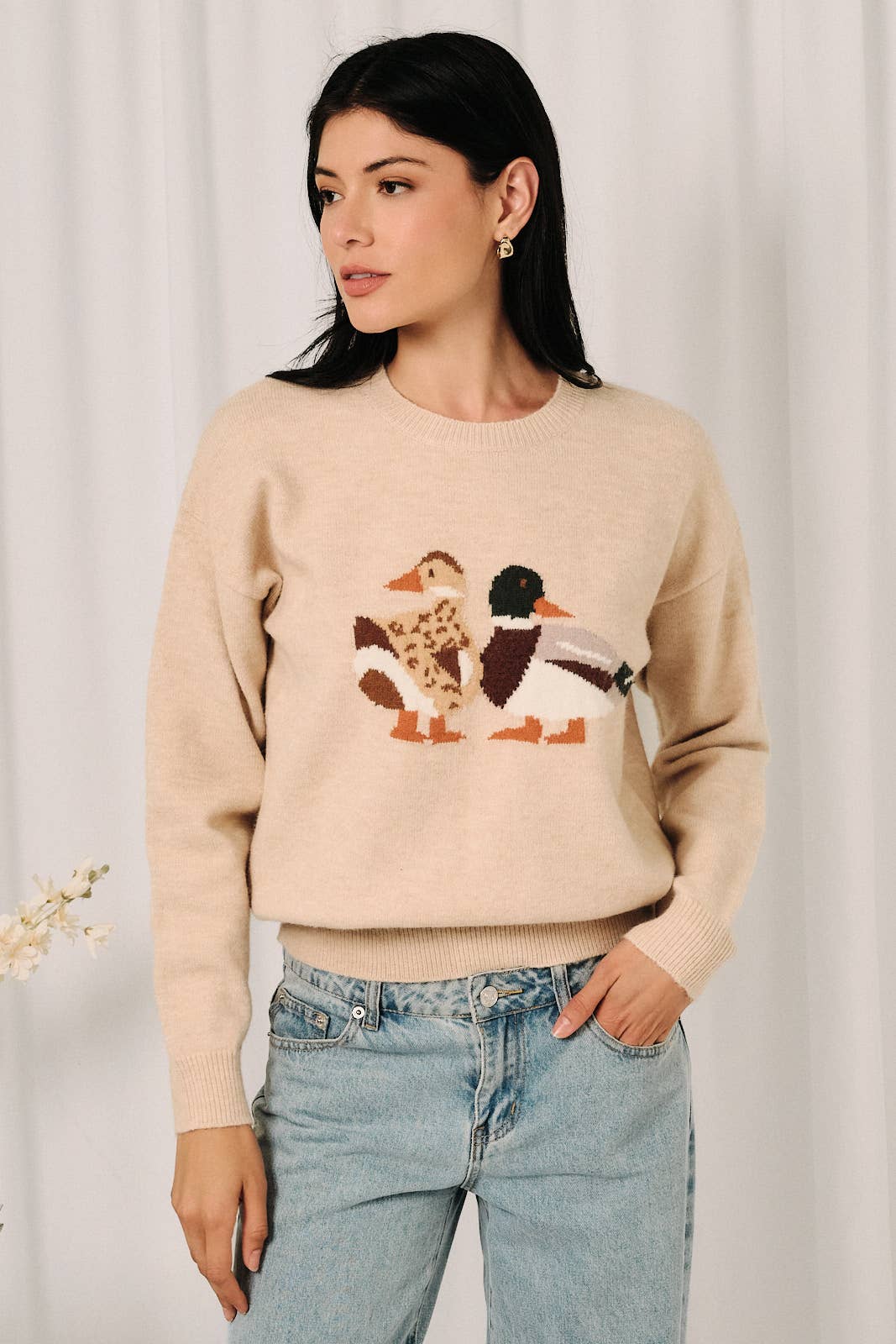 Round Neck Long-Sleeve  "MALLARD DUCK" Sweater