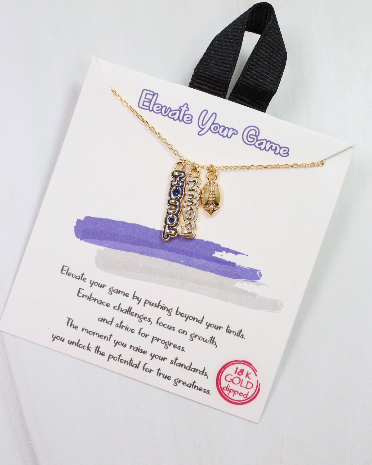 Enamel Touch Down Necklace Blue White