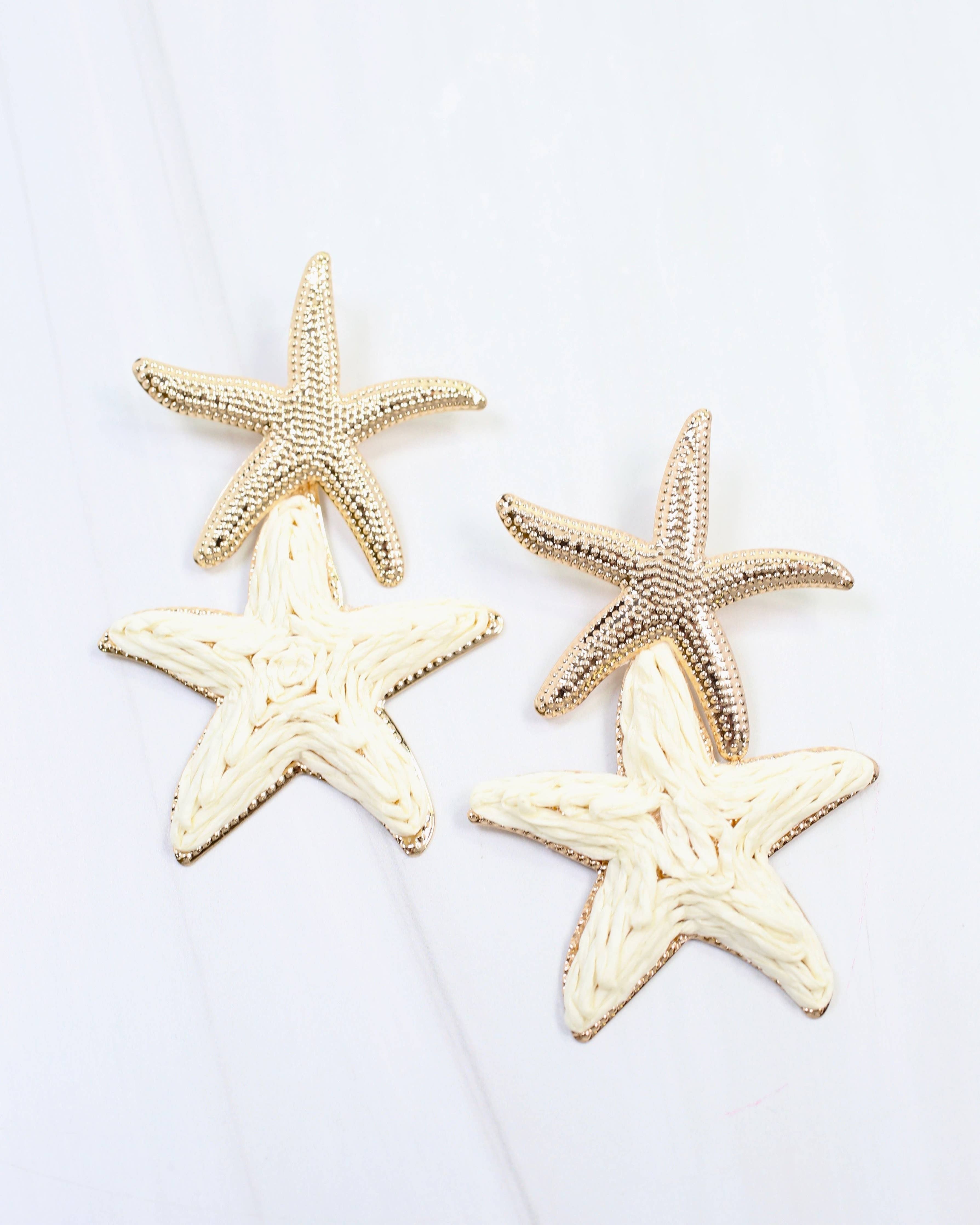Delphine Raffia Starfish Earring Gold
