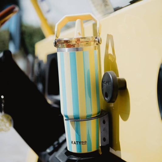 Yellow and Aqua Striped 30 Oz Cabana Tumbler