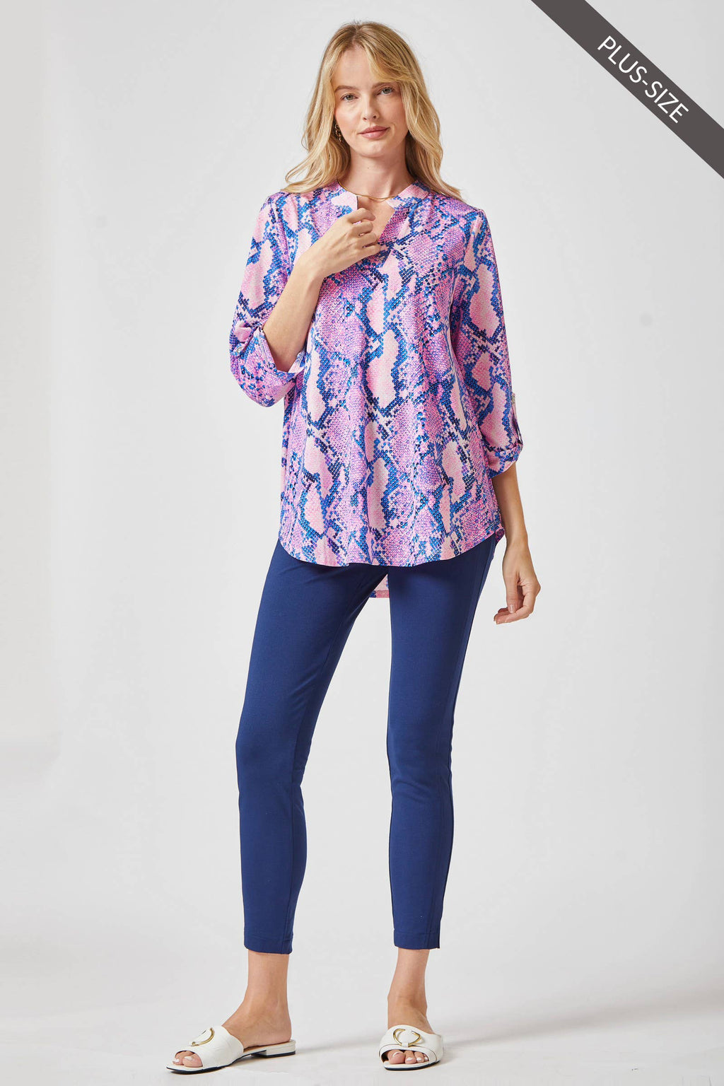 PLUS SIZE 3/4 Sleeve Printed LIZZY Top