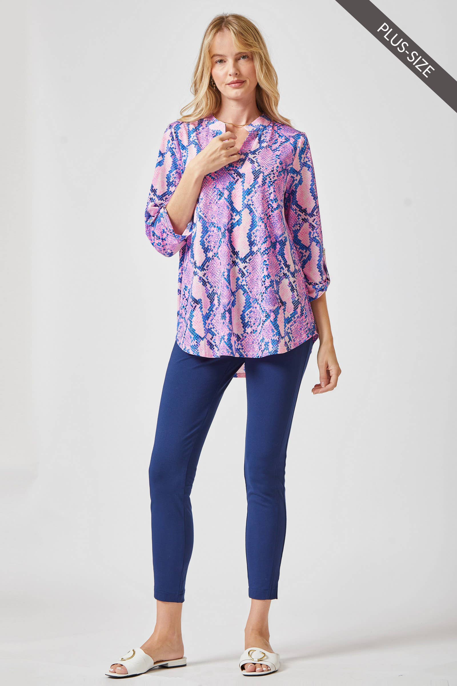 PLUS SIZE 3/4 Sleeve Printed LIZZY Top