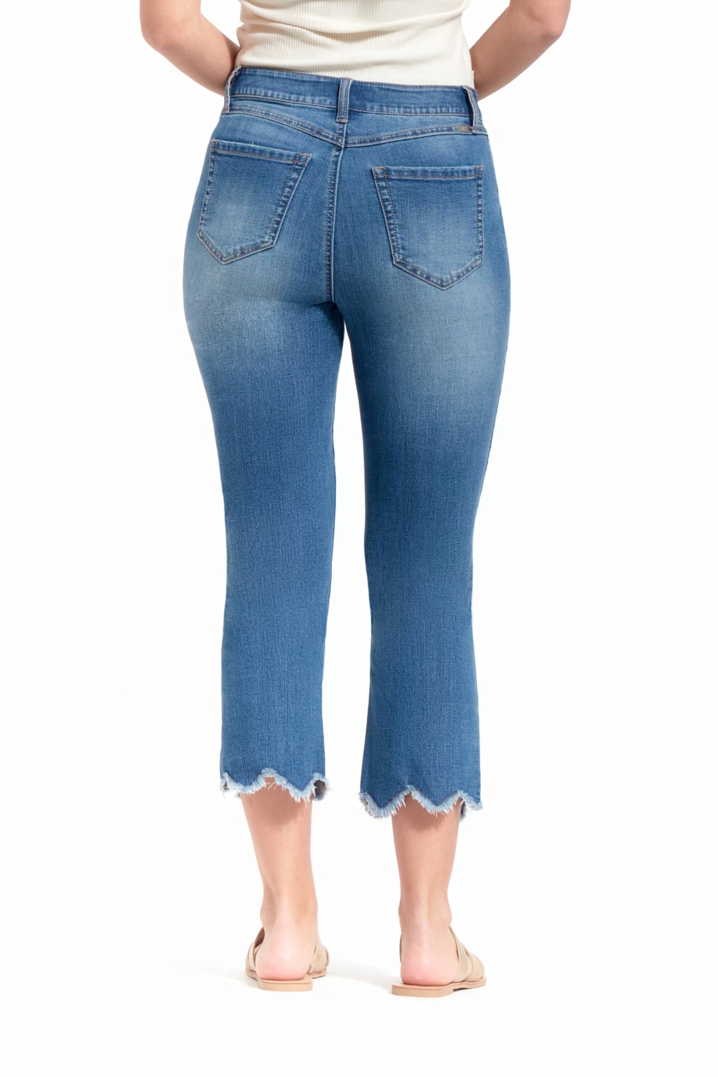 Cropped Straight Leg Jean w/ Scalloped Hem