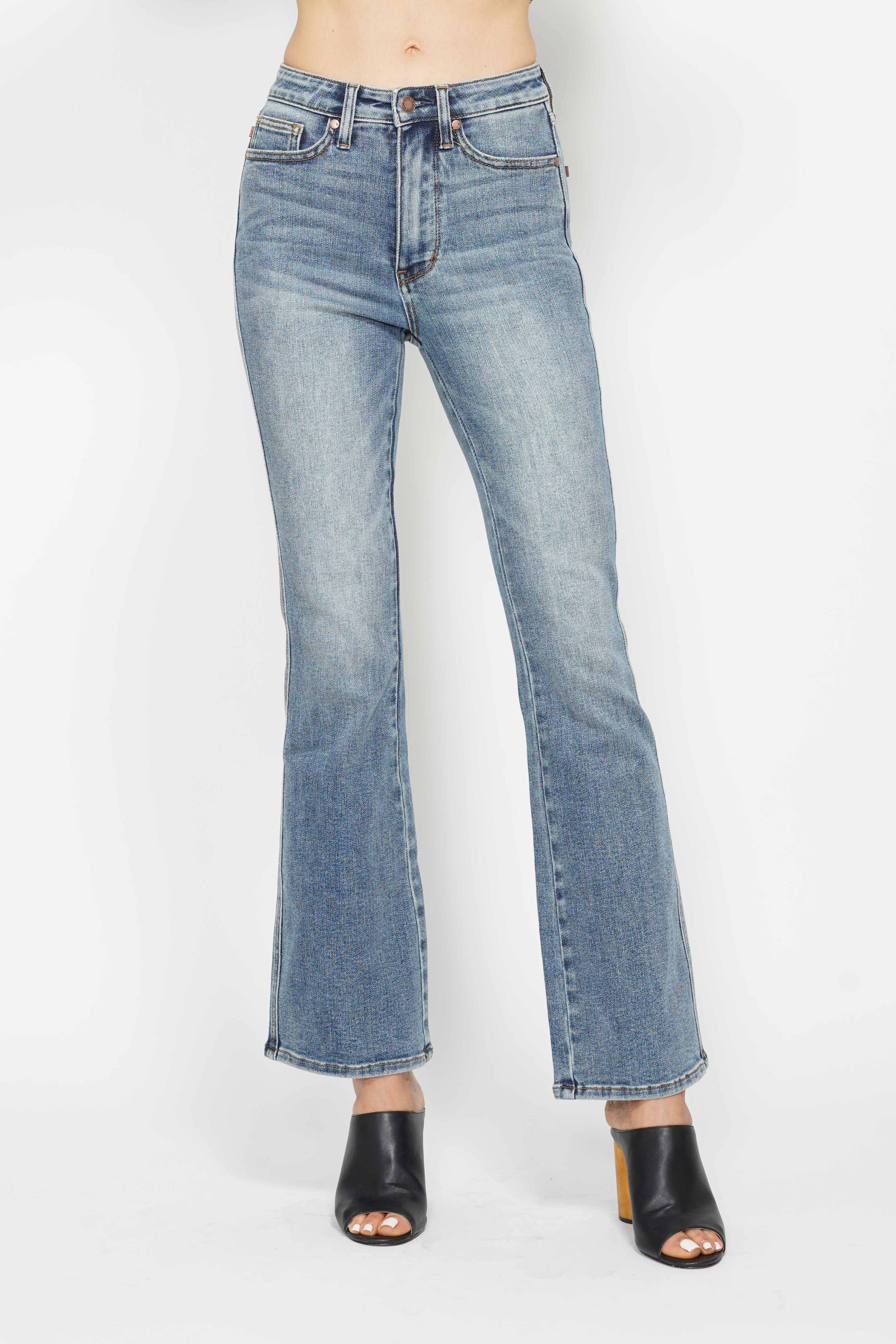 Tummy Control Back Pkt Embroidered Bootcut