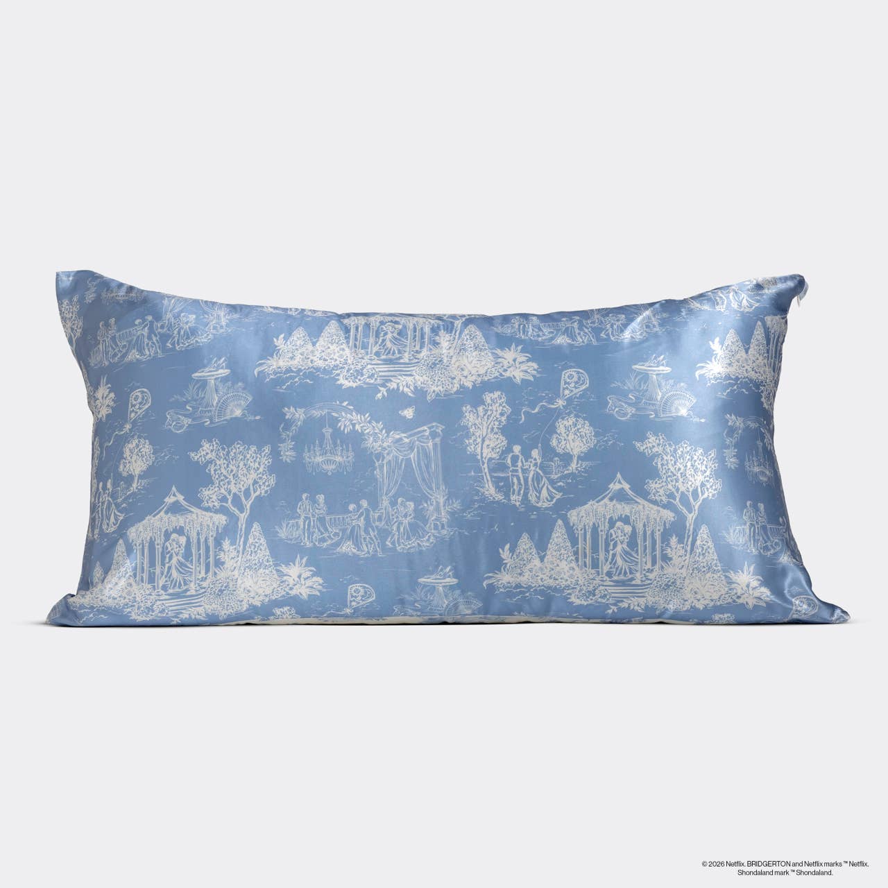 Bridgerton x Kitsch Satin Pillowcase in Garden Toile & Wisteria