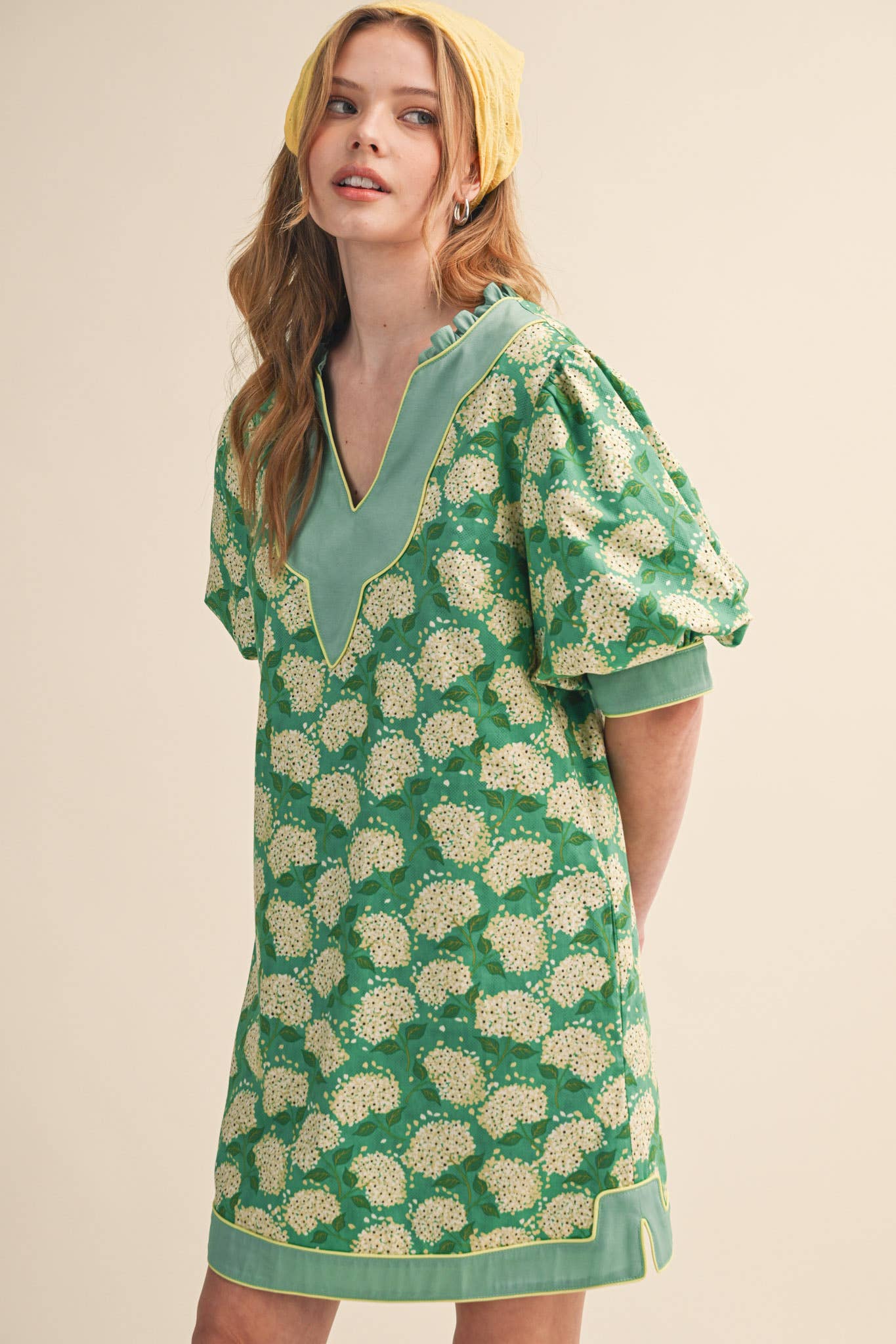 FLORAL PRINT PUFF SLEEVE A-LINE MINI DRESS