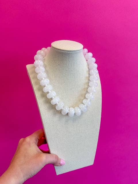 Circle Bauble Ball Necklace - White