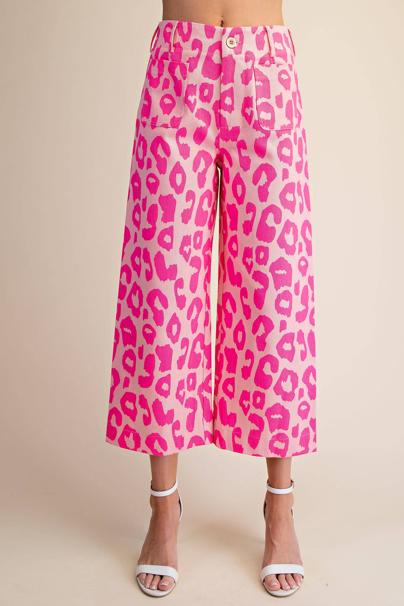 Colette Cropped Wide-Leg Neon Leopard Pants