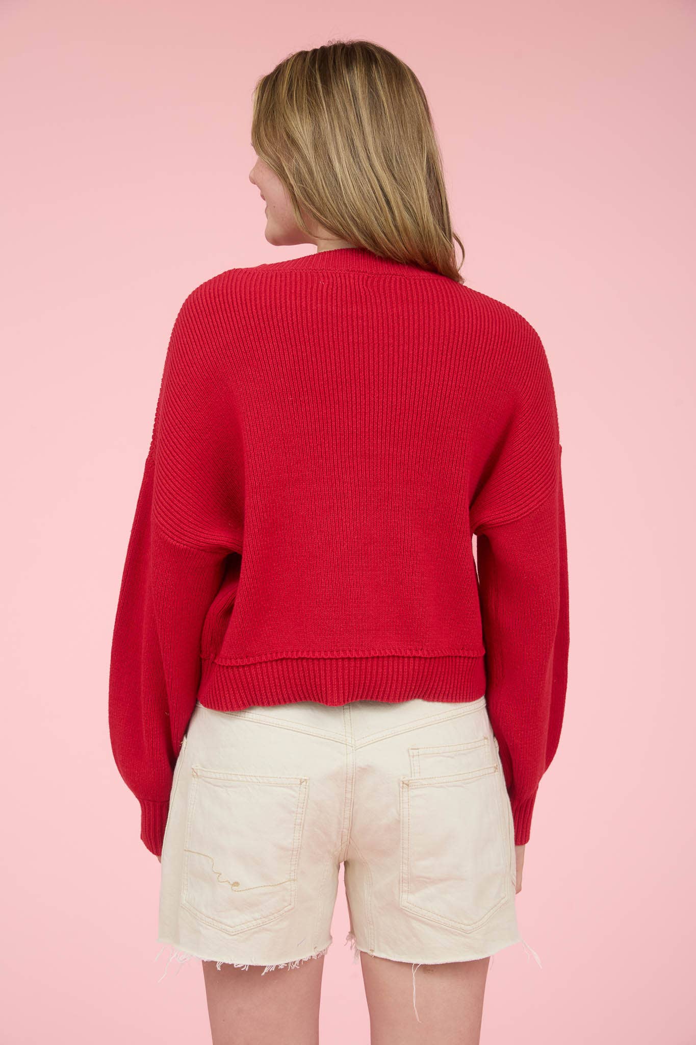 HEART JACQUARD CREW NECK KNIT PULLOVER SWEATER