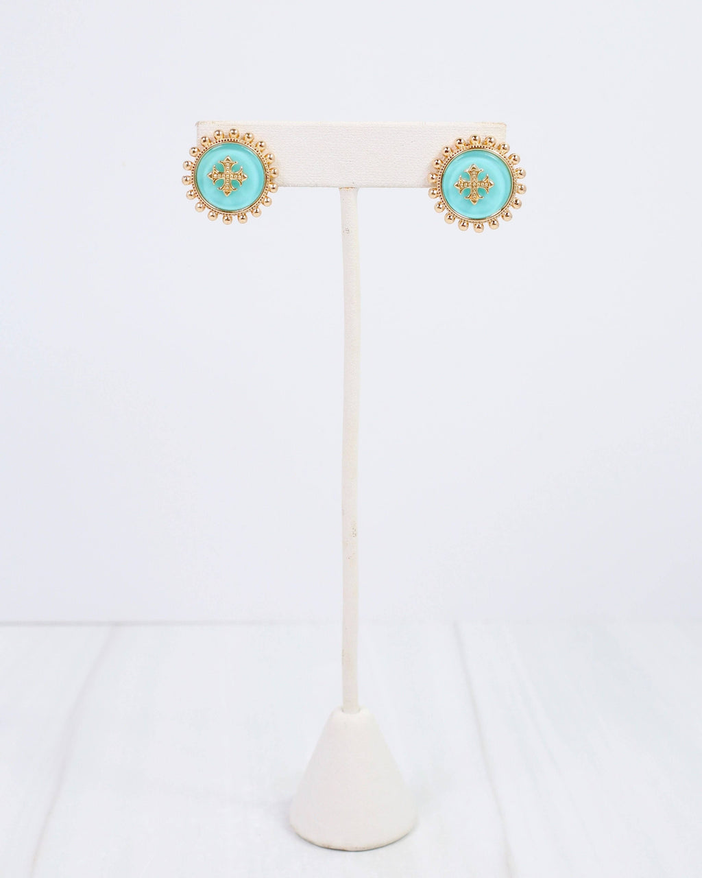 Kempsey Coin Stud Earring Turquoise
