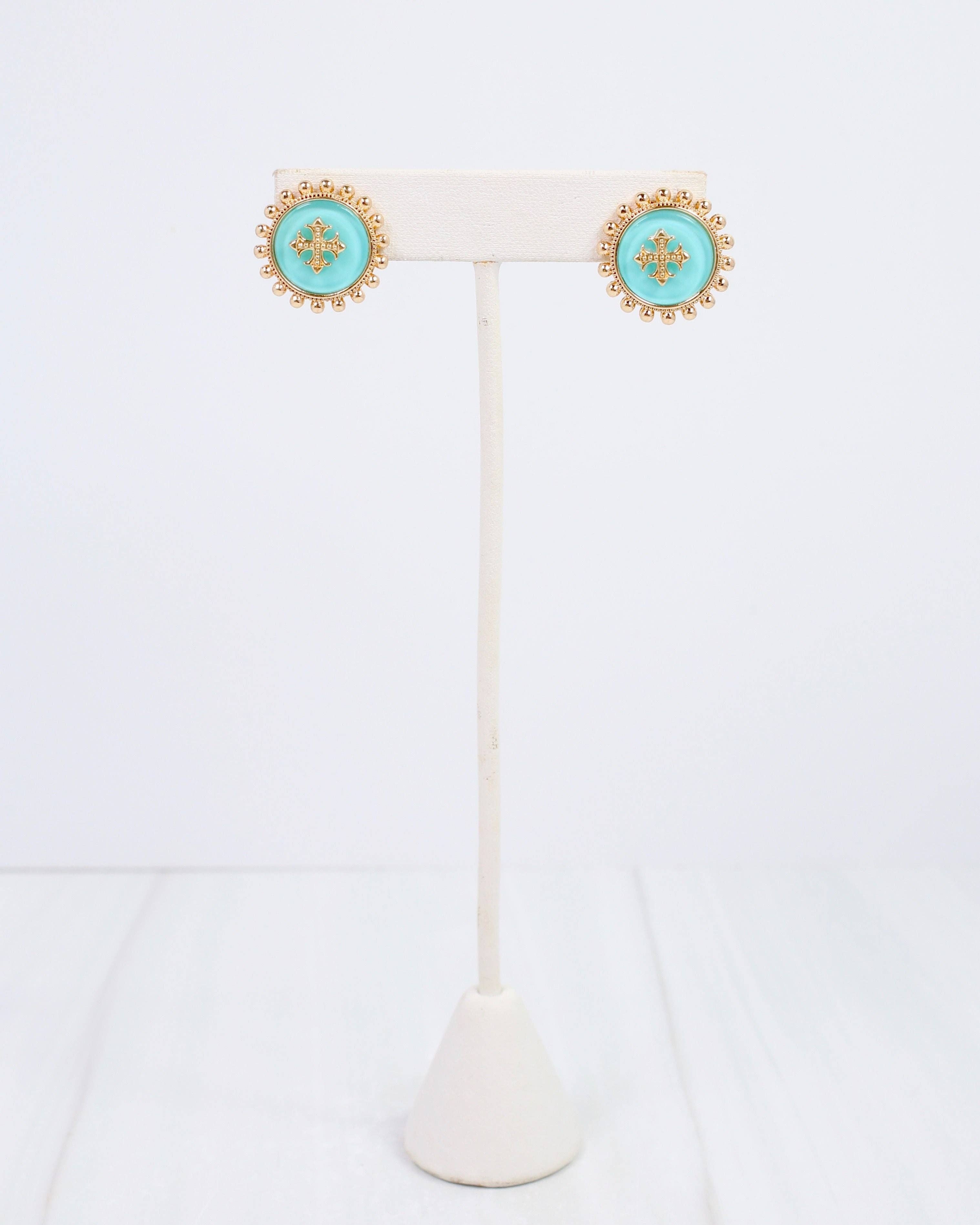 Kempsey Coin Stud Earring Turquoise