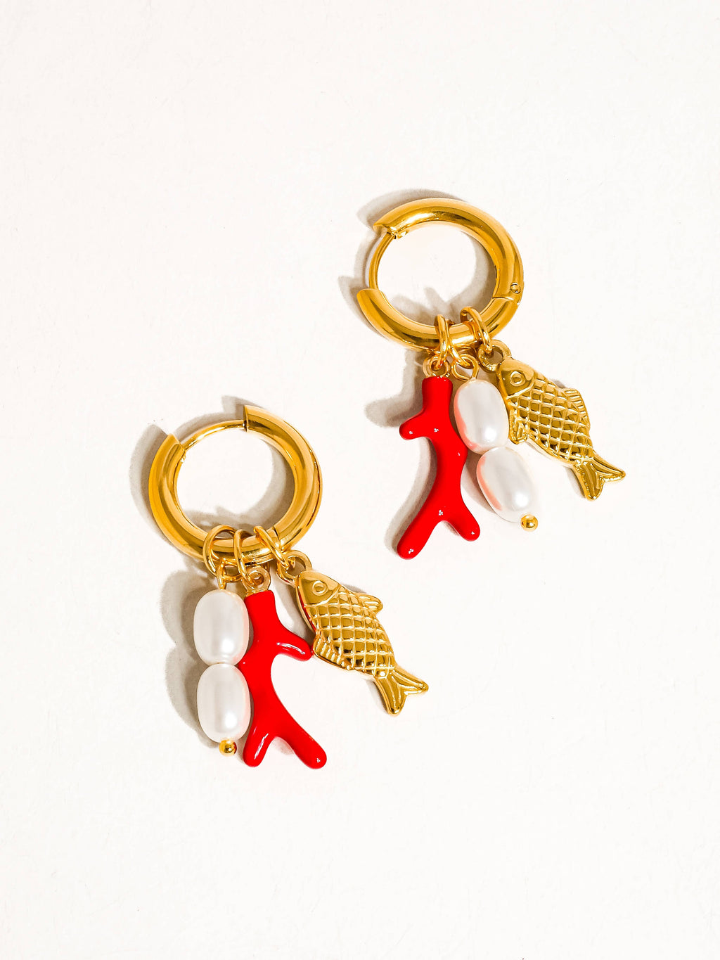18K Gold Dip Non-Tarnish Fish Pearl Earring