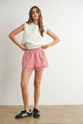 Garterized Gingham Shorts -