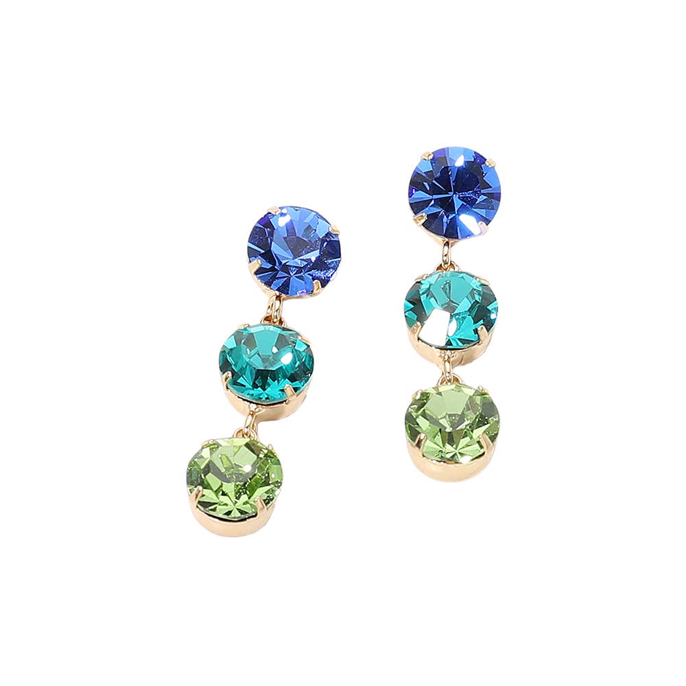 Gold Dipped Triple Swarovski Crystal Link Drop Earrings