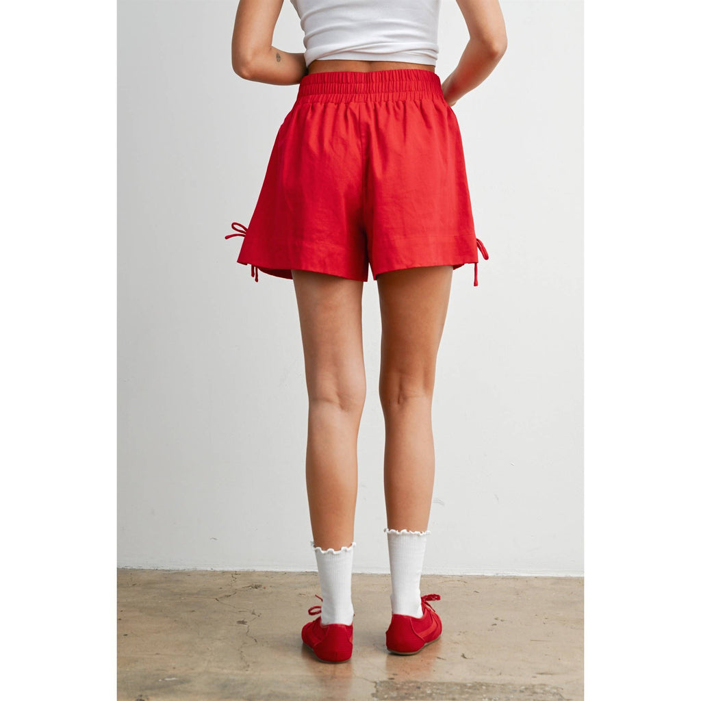 Elastic Waist Tie Hem Short