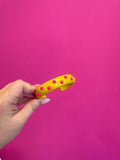 Thin Cuff Bracelet - Orange with Pink Dots