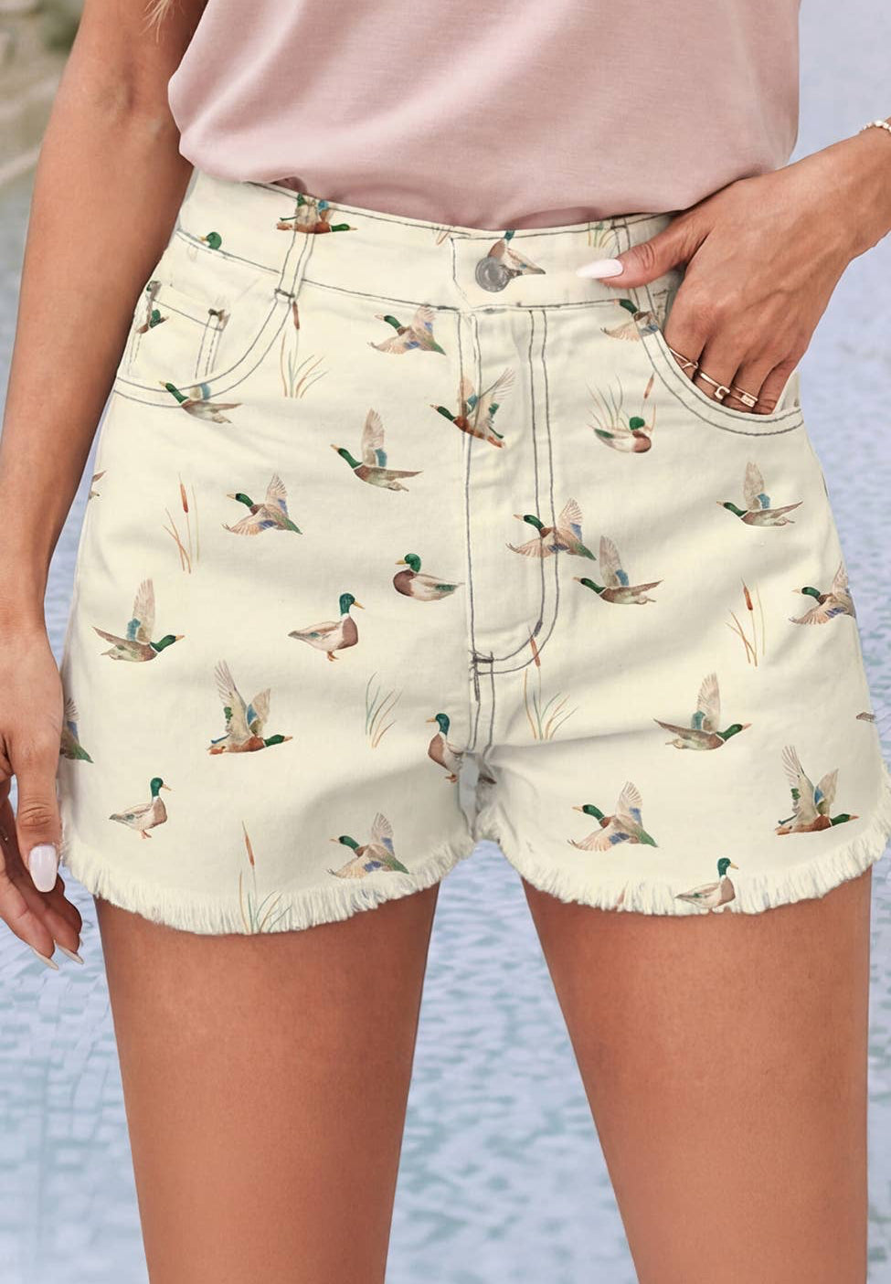 Mallard Duck Pocket Denim Shorts