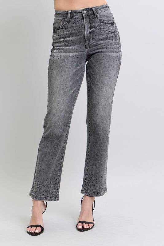 Rhinestone high waisted ￼Straight leg