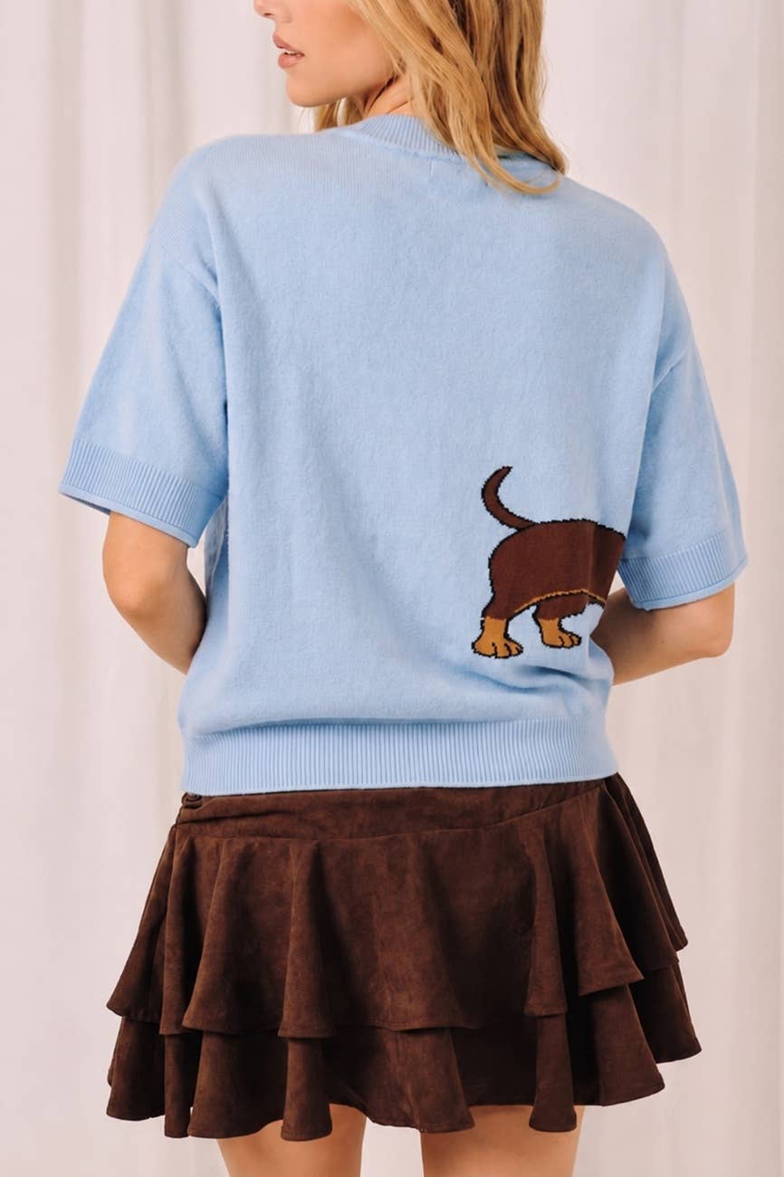 ROUND NECK HALF SLEEVE "WEENIE" SWEATER TOP
