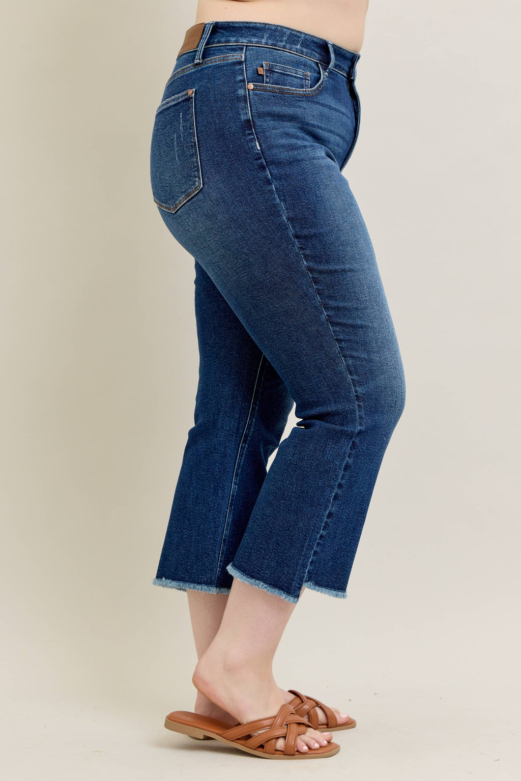 High Waisted Dark Wash Kick Flare- Curvy