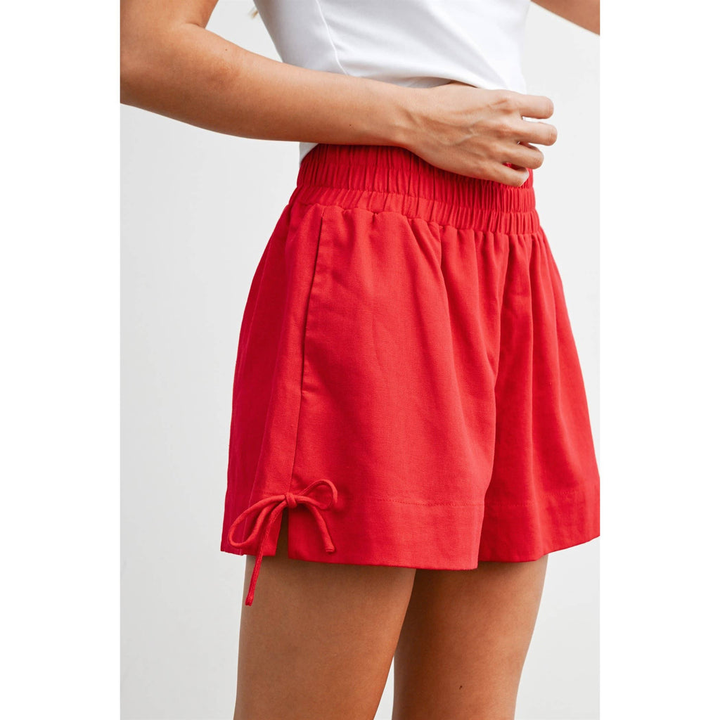 Elastic Waist Tie Hem Short