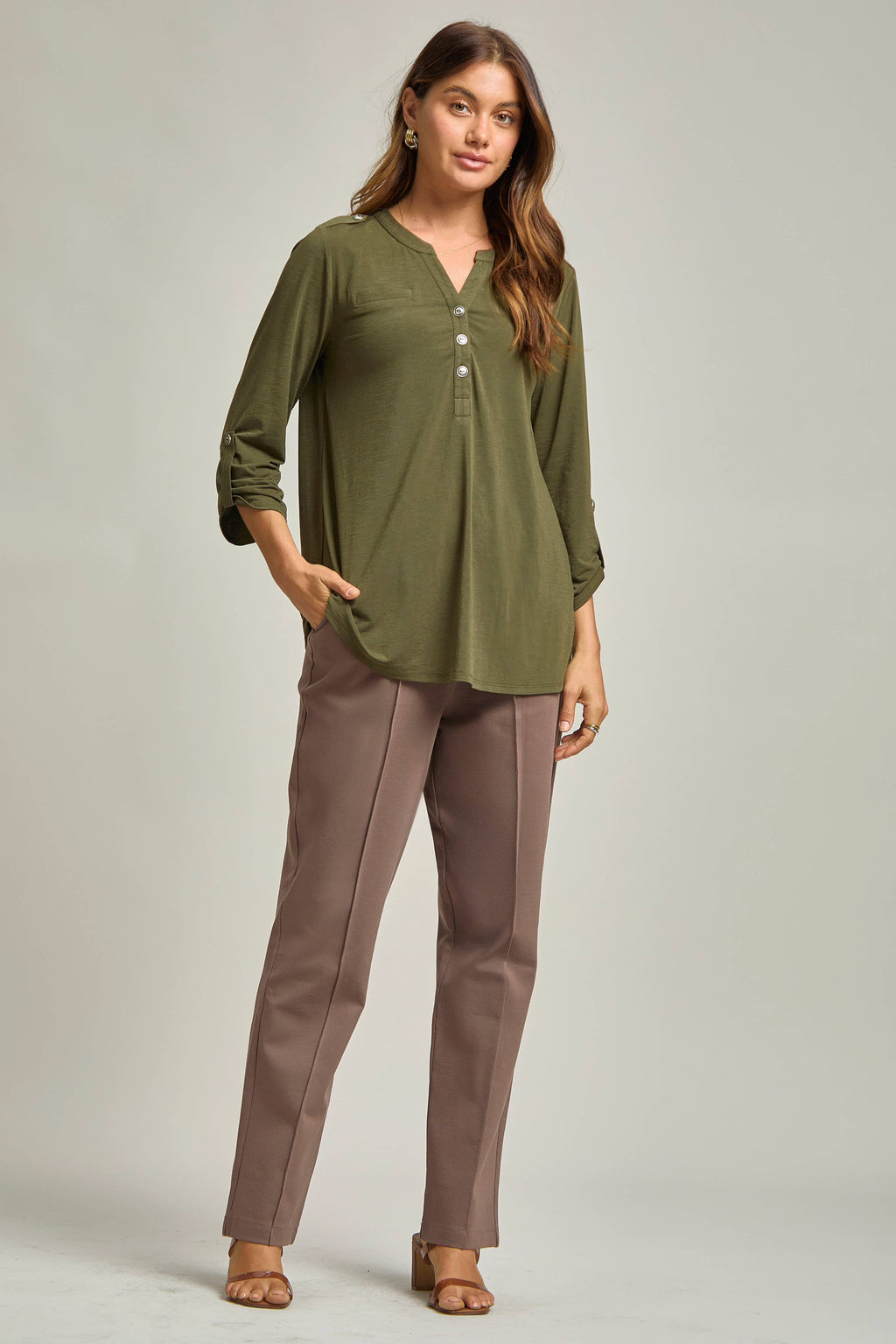 Solid Colored Buttoned Lizzy Top