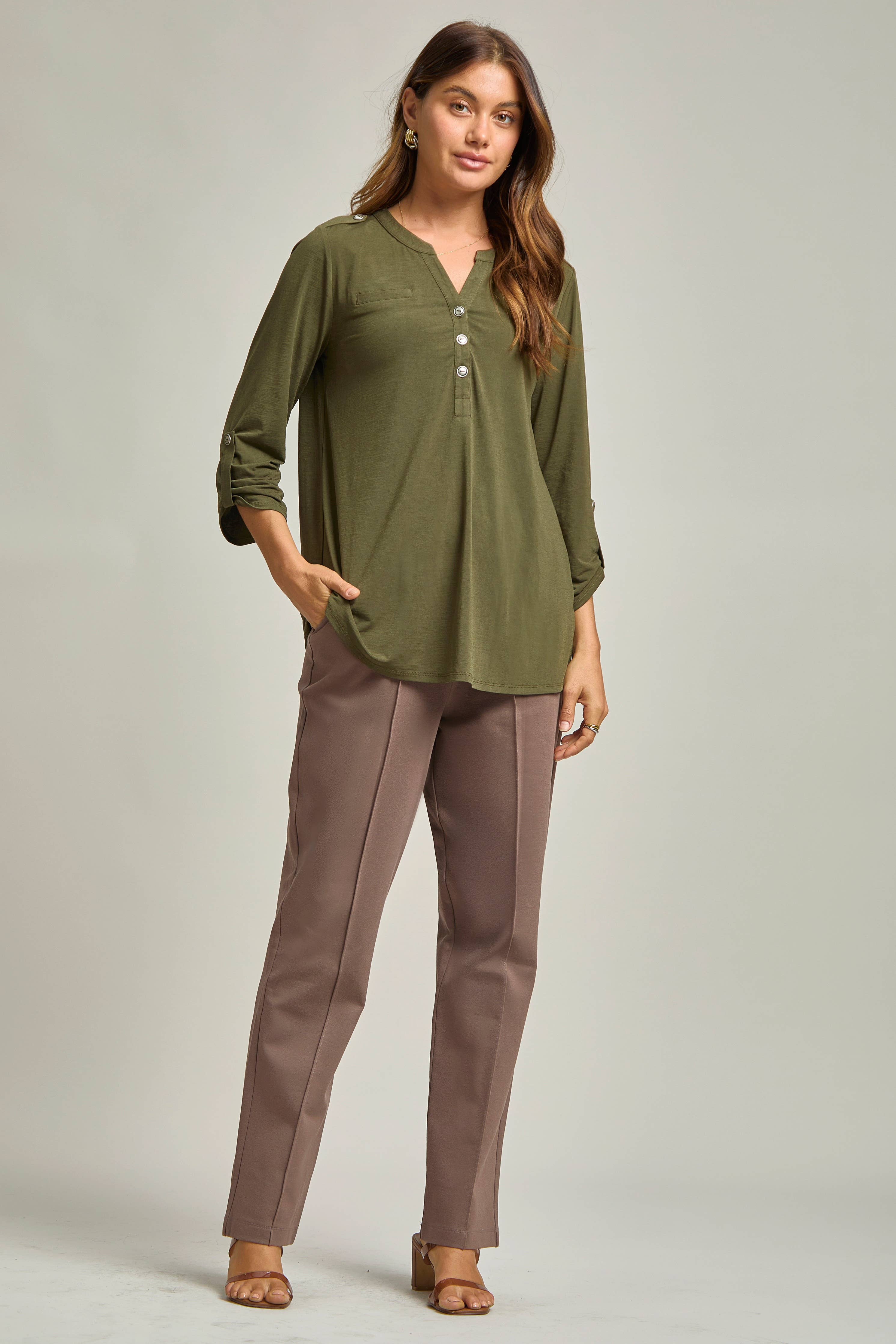Solid Colored Buttoned Lizzy Top