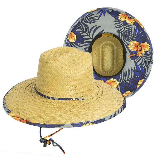 Kenny Blue Leaf Underbrim Straw Lifeguard Hat