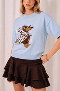 ROUND NECK HALF SLEEVE "WEENIE" SWEATER TOP