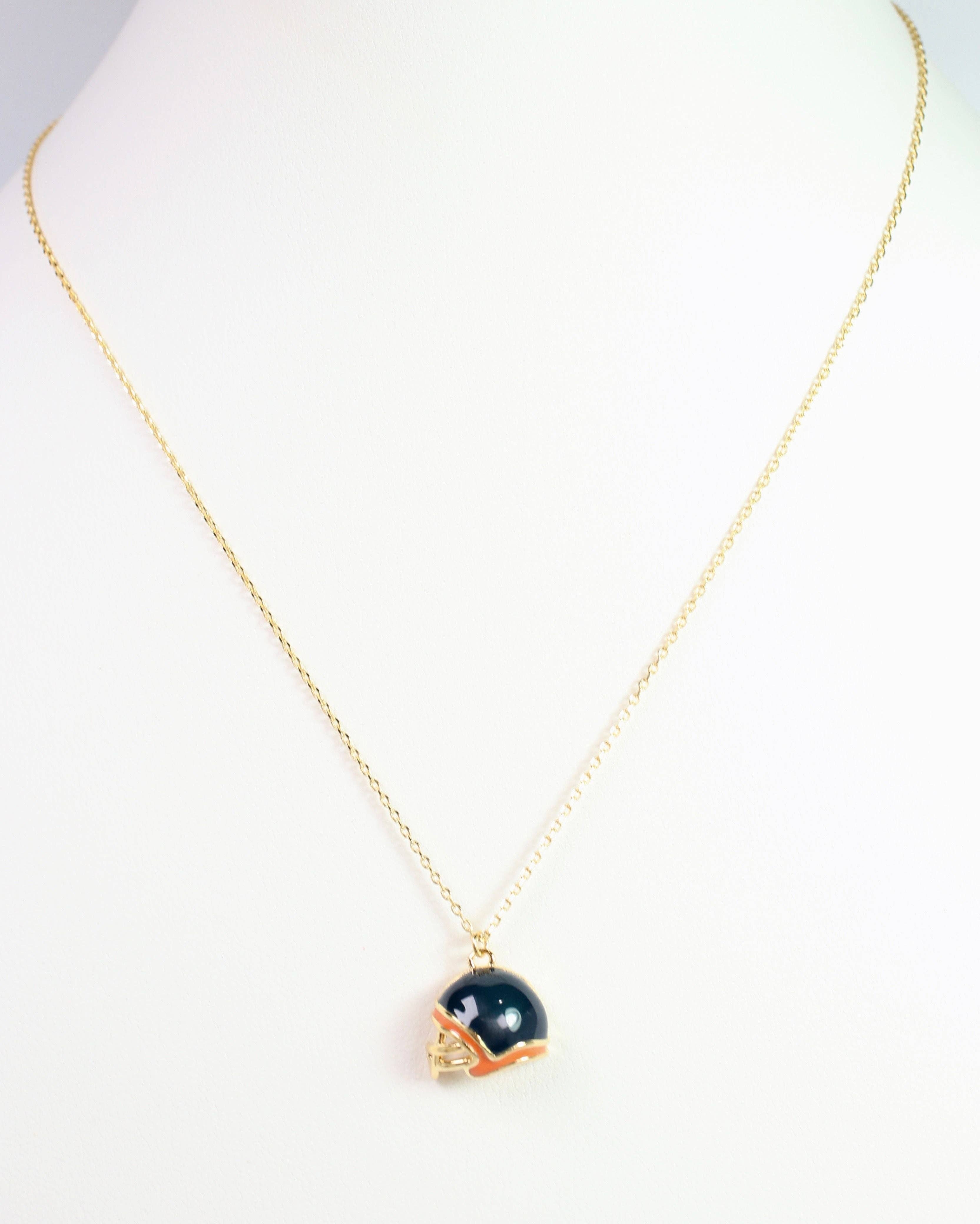 Enamel Helmet Necklace Navy Orange