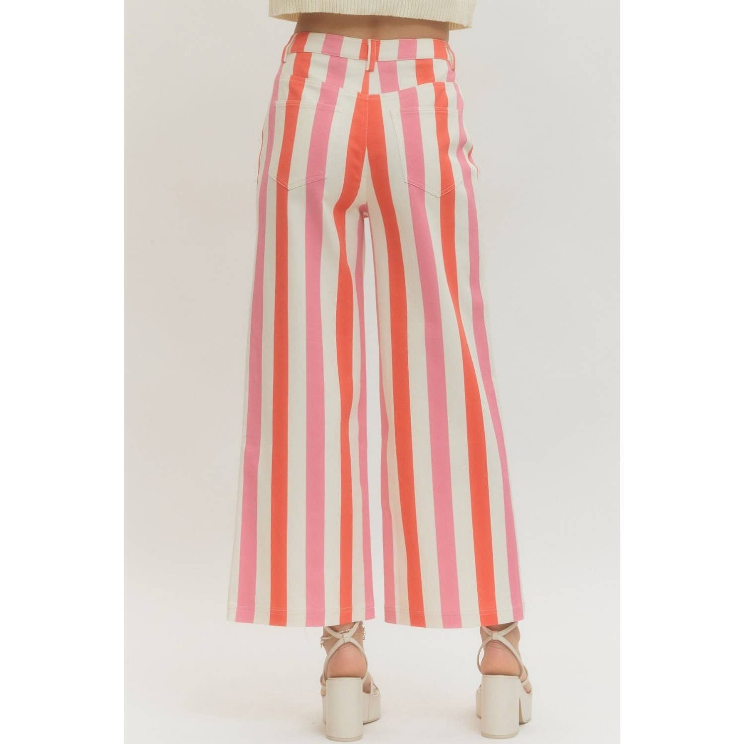 NEW Stripe ankle-wide leg pants
