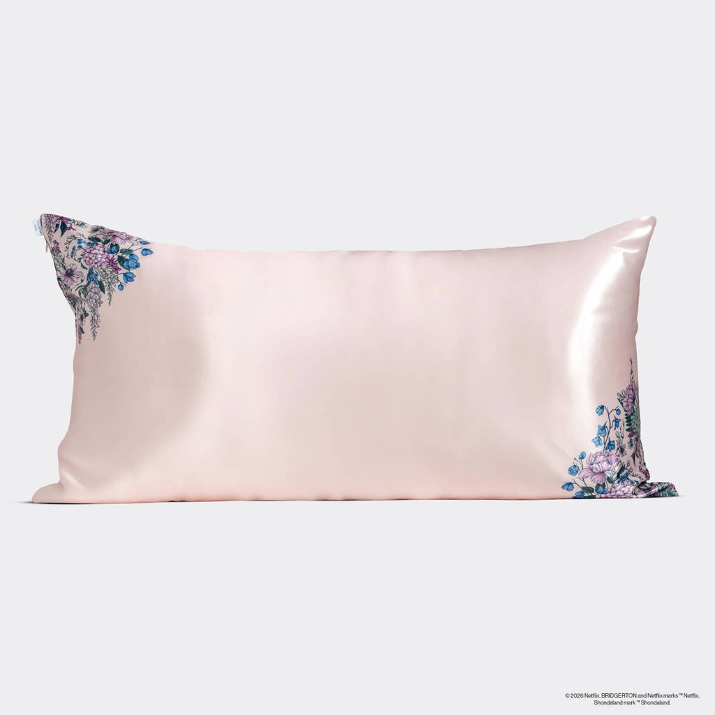 Bridgerton x Kitsch Satin Pillowcase in Garden Toile & Wisteria