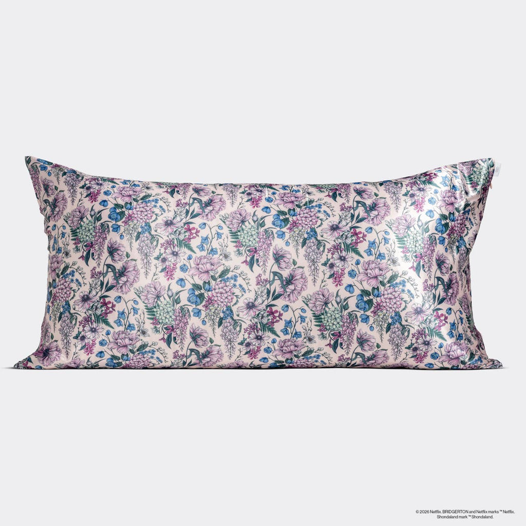 Bridgerton x Kitsch Satin Pillowcase in Garden Toile & Wisteria