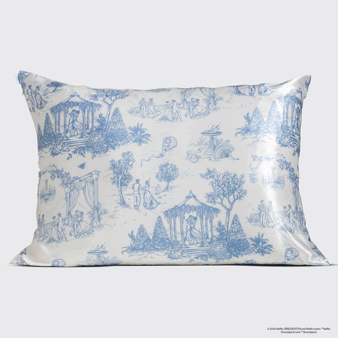Bridgerton x Kitsch Satin Pillowcase in Garden Toile & Wisteria