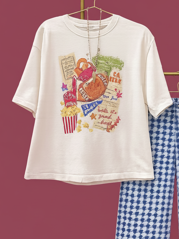 Football Collage Crop Tee