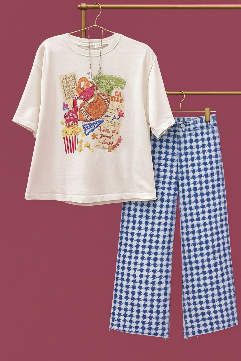 Football Collage Crop Tee