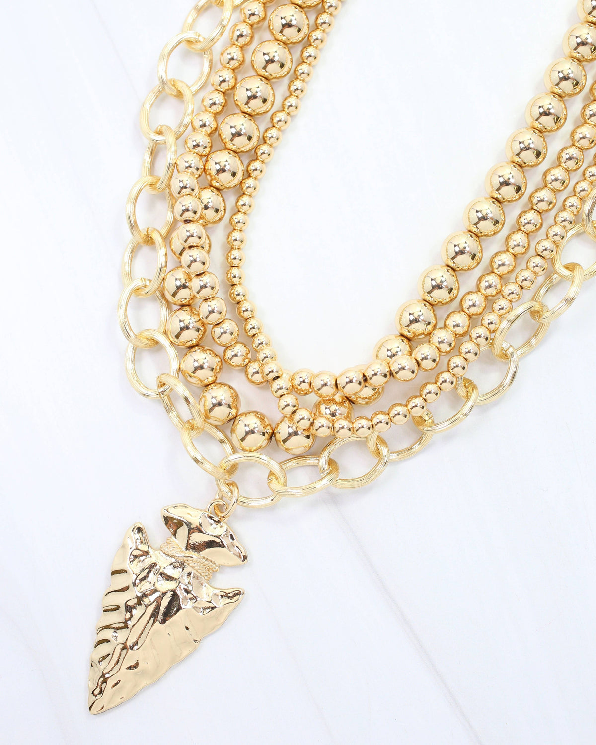 Bree Beaded Layered Necklace Arrow Gold