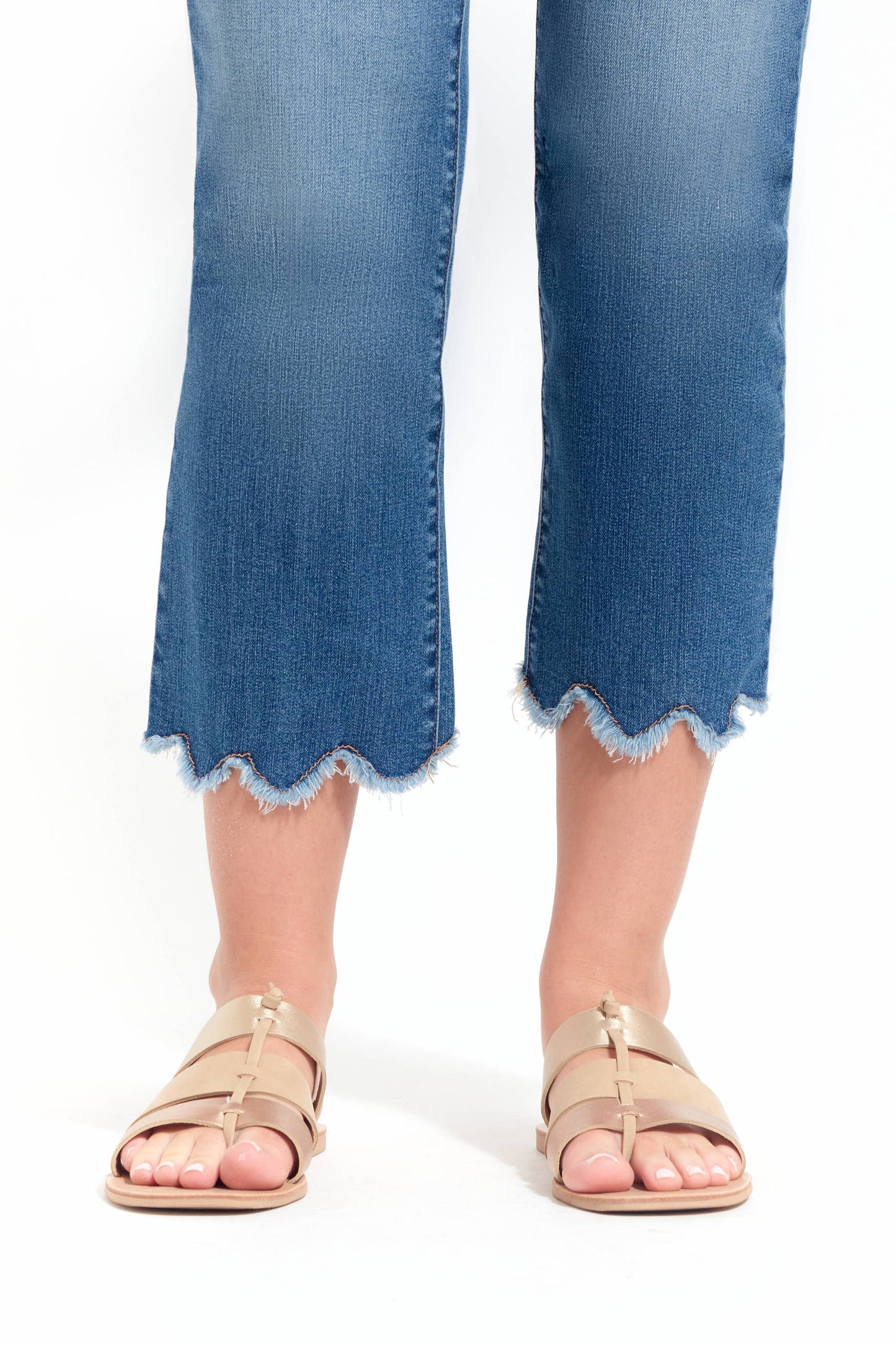 Cropped Straight Leg Jean w/ Scalloped Hem