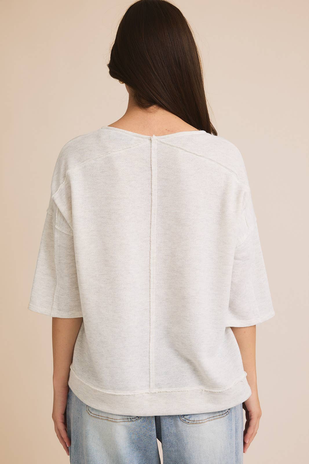 V NECK WIDE 3/4 SLEEVE TOP