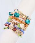 Beaded Stretch Bracelet Set Green Multi