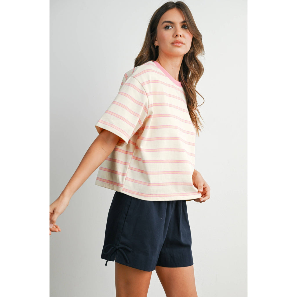 Elastic Waist Tie Hem Short