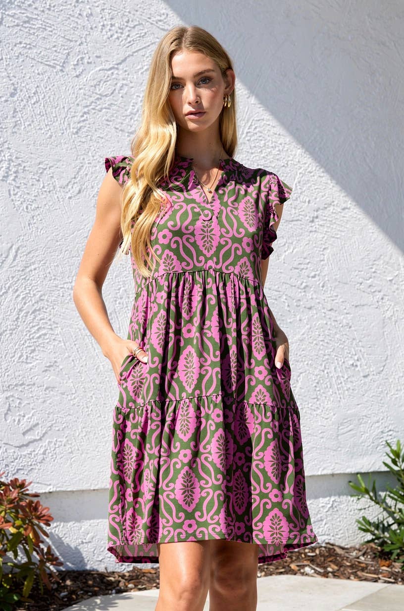 Flutter Sleeve Tiered Forever Dress